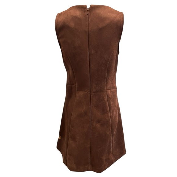 Ann Taylor Brown Sleeveless A-line Vegan Suede Mini Dress Size 4P - Picture 3 of 7